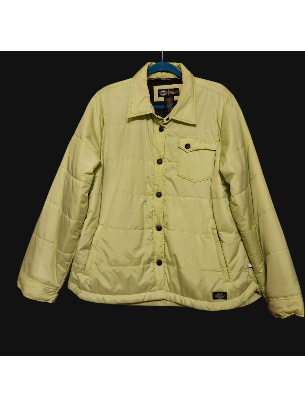 Dickies Men's Lime Green Quilted Snap Button Jacket with Chest & Side Pocket